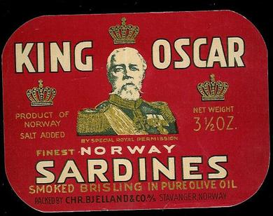 King Oscar Sardines etikett fra 1920