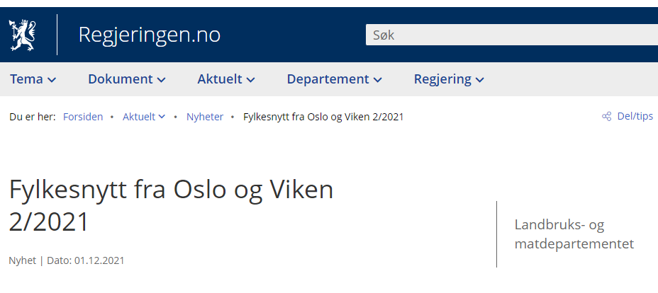 Skjermdump fra regjeringen.no