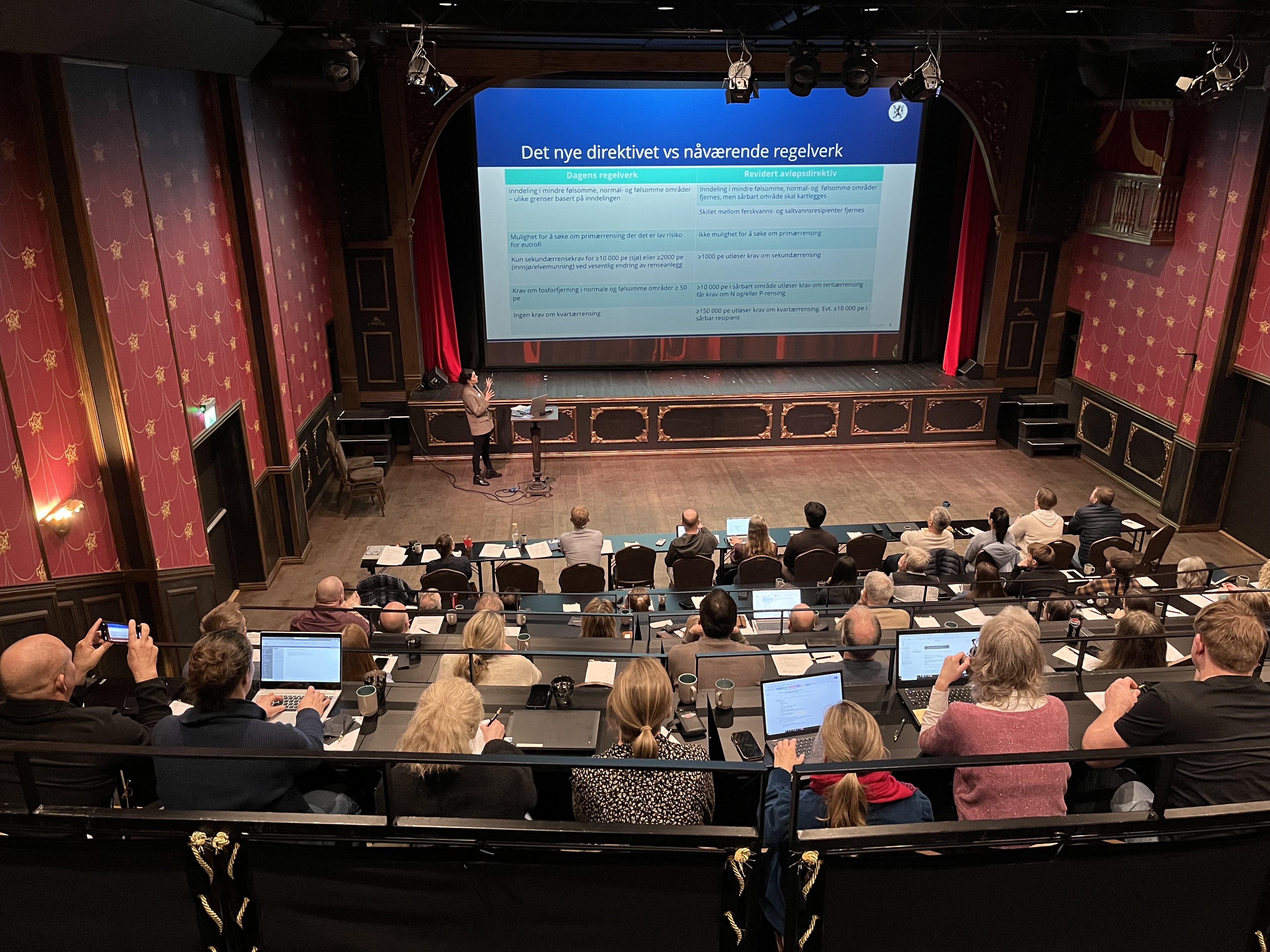 Bilde av Hilde Nordby Falkenhaug, som holder foredrag om innhold og oppdatering på status om det nye avløpsdirektivet. 