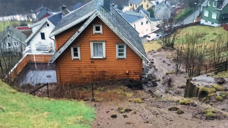 Frå jordraset i Åbødalen i Sauda i desember 2017. 