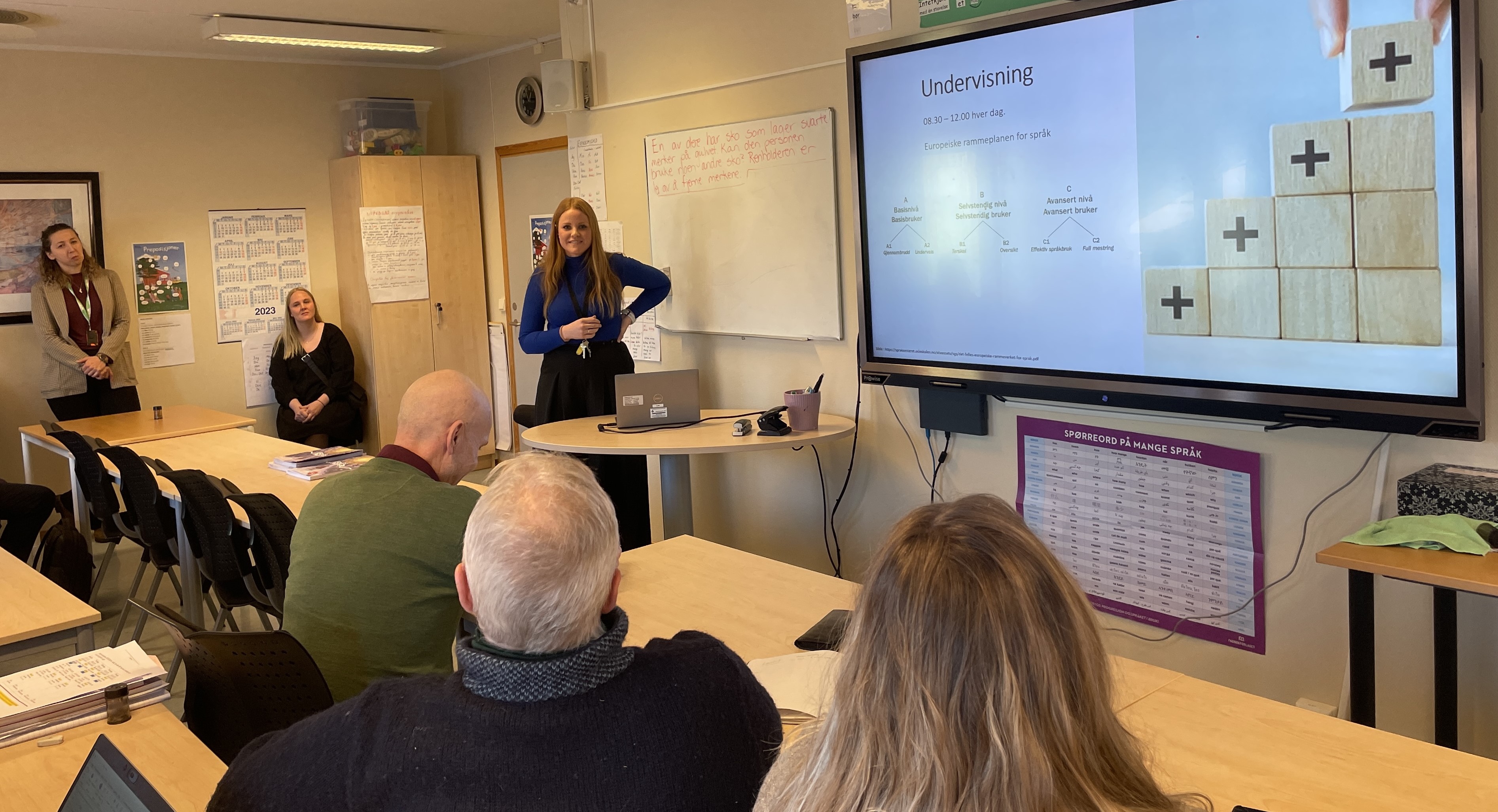 Kvinne som snakker til forsamling i klasserom