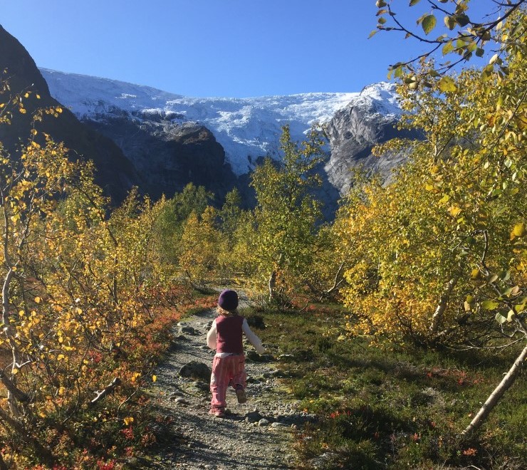Grøne og frodige dalbotnar tett under det kvite breplatået kjenneteiknar Jostedalsbreen nasjonalpark. Her er det mykje spennande terreng å føte seg i! 