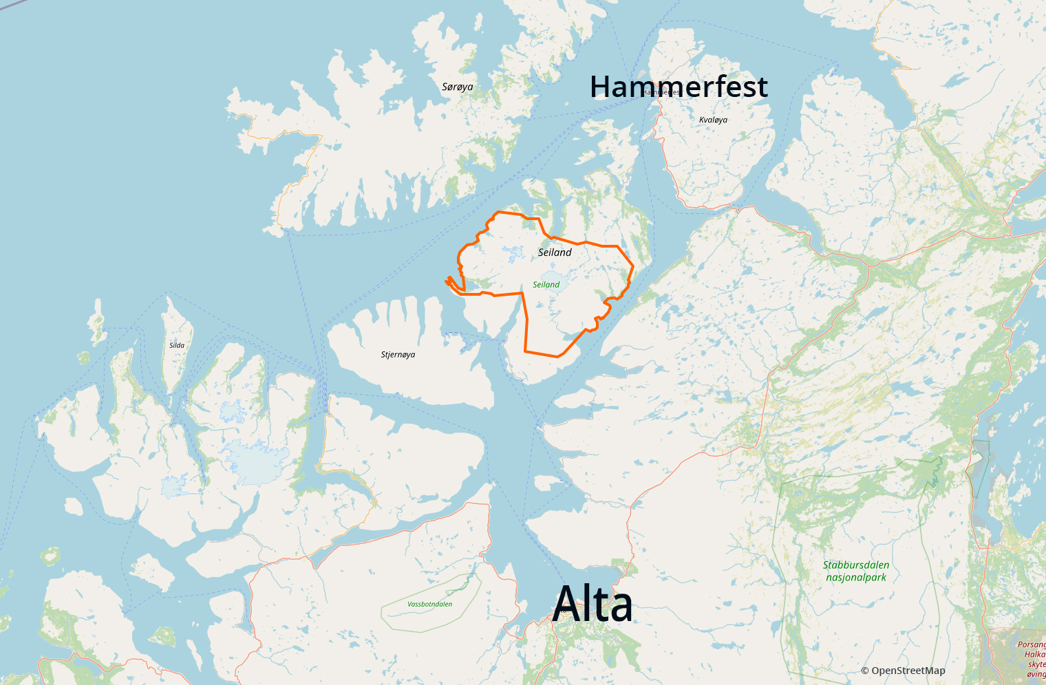 Seiland nasjonalpark ligger i Vest-Finnmark mellom Alta og Hammerfest. 