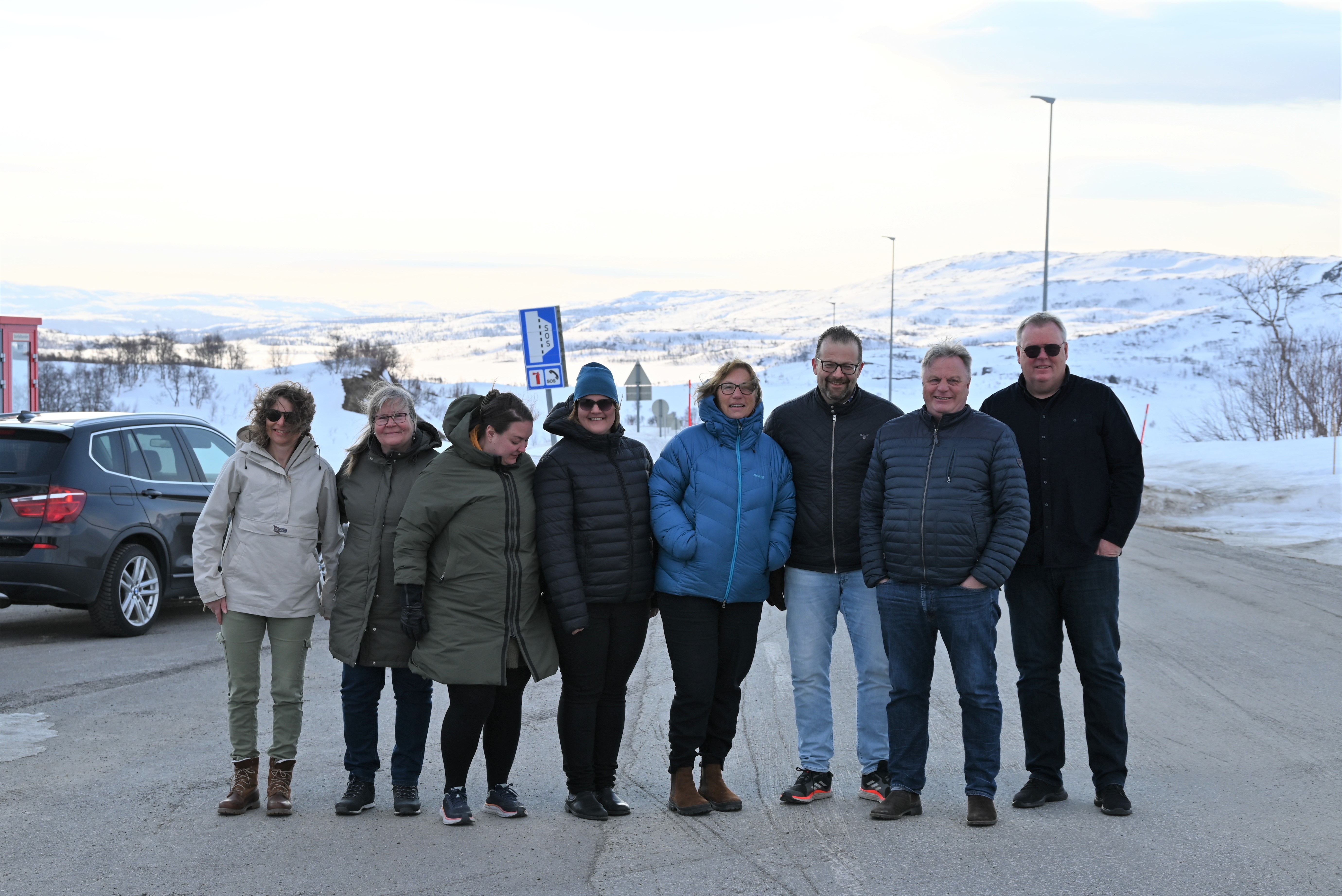 Sørsamisk forum på vei til Raarvihke/Røyrvik kommune. Forumet har etter besøket i Indre Namdal vært innom alle de tre samiske forvaltningskommunene i Trøndelag. sl sørsamisk forum.JPG