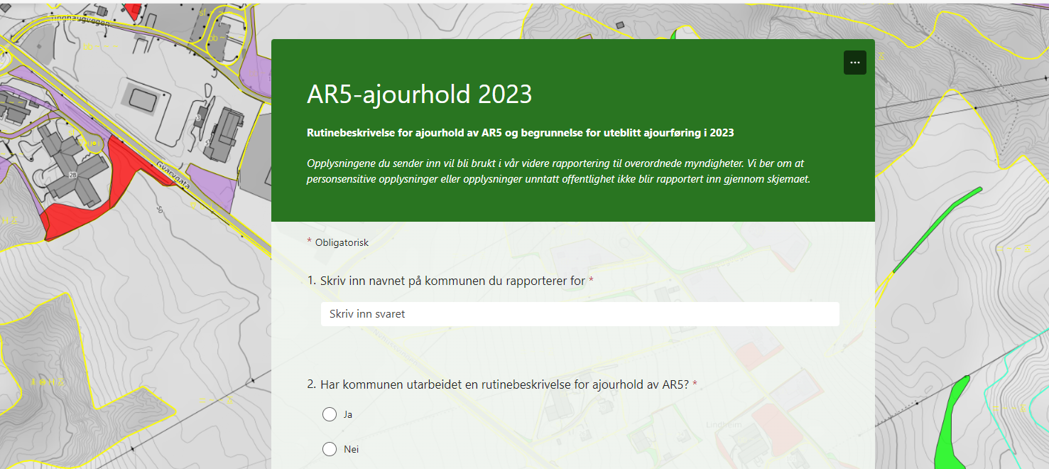 Svarskjema for AR5 ajourhold 2023