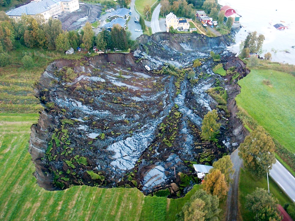 Foto av kvikkleireskred i Lyngen.