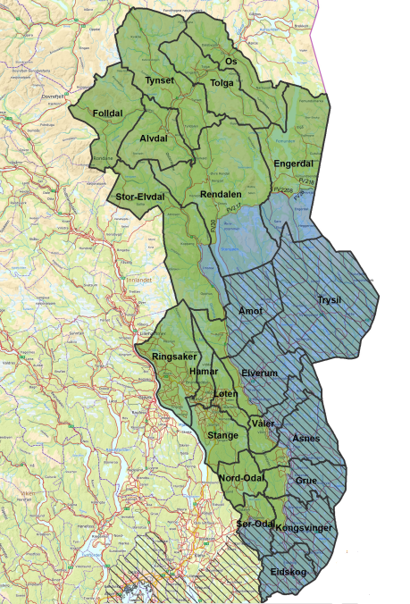 Kartutsnitt av gamle Hedmark