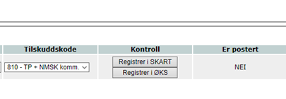 Skjermdump av knappene i registreringsbildet i ØKS. 