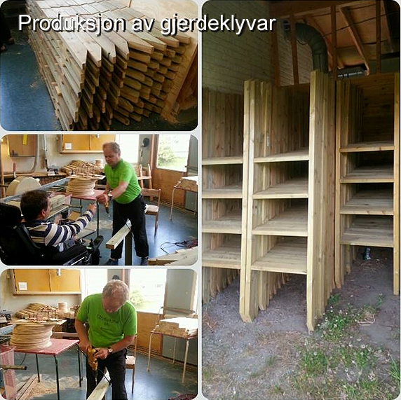 Produksjon av gjerdeklyvarar.