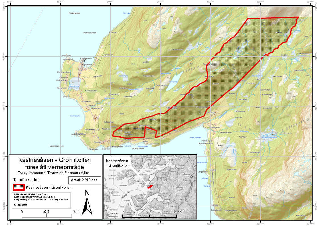Vernekart for Kastnes&aring;sen - Gr&oslash;nlikollen naturreservat