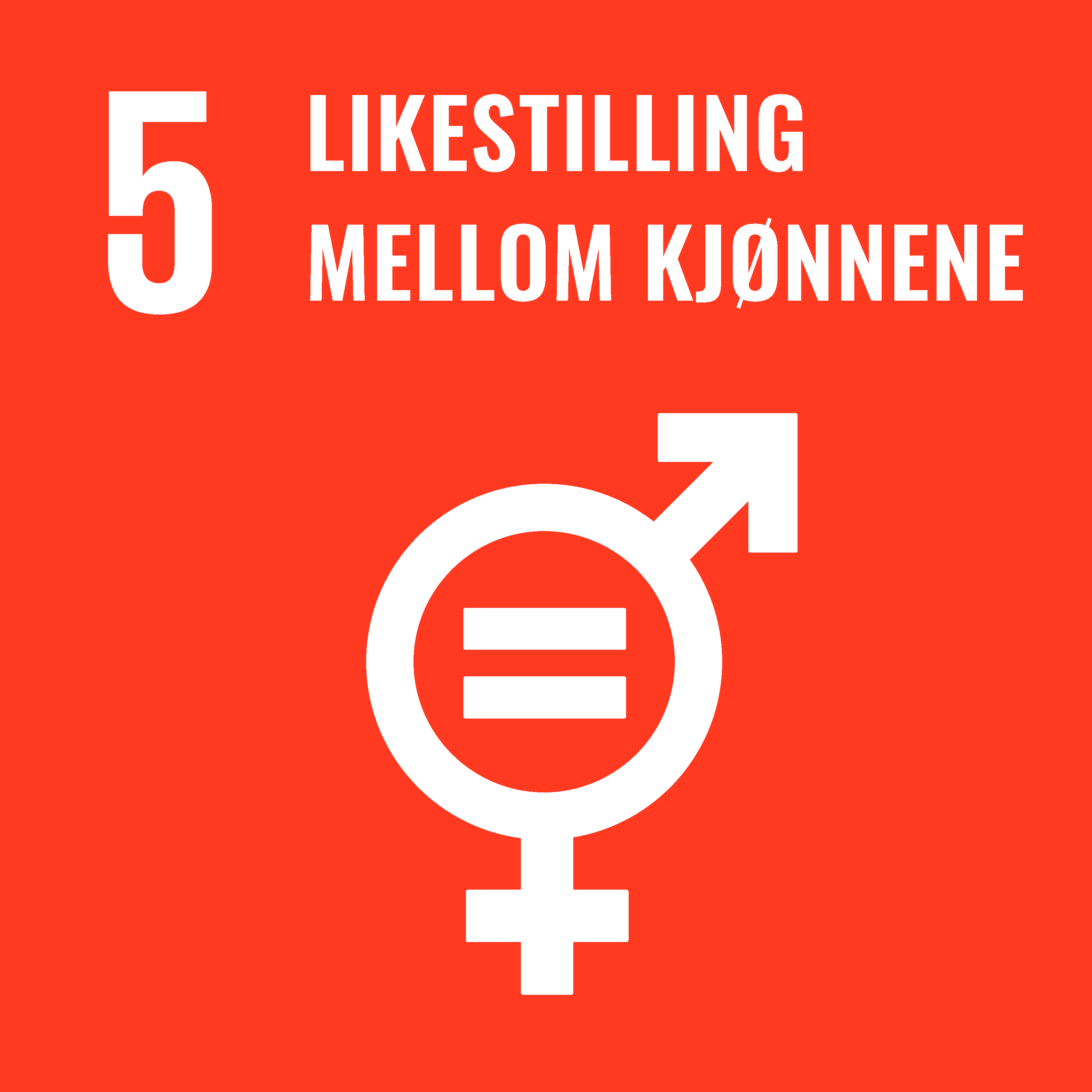 FNs bærekraftsmål nr 5: Oppnå likestilling og styrke jenters og kvinners stilling.