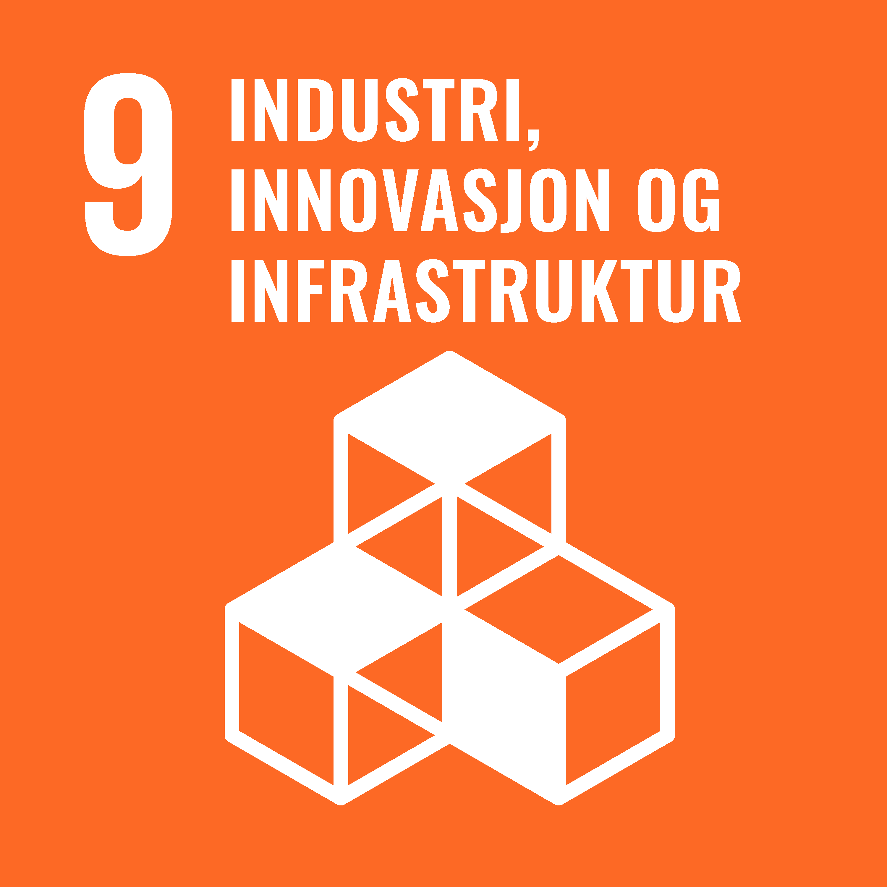 FNs bærekraftsmål nr 9: Bygge robust infrastruktur, fremme inkluderende og bærekraftig industrialisering og bidra til innovasjon.