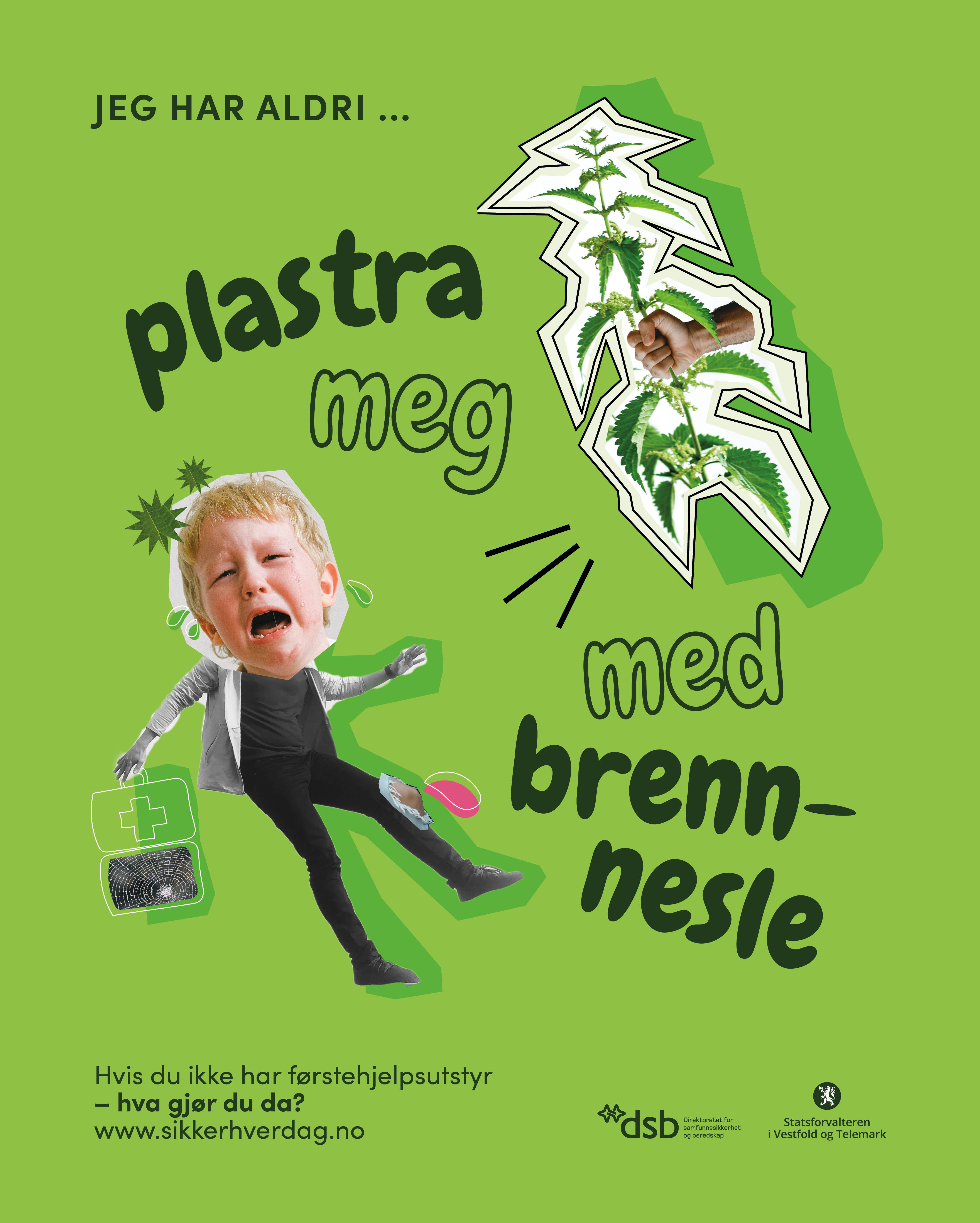 Noen gang måttet være kreativ når du har falt av sykkelen og ikke har hatt plaster? Med en standard førstehjelpspakke trenger du i hvert fall ikke høste brennesle.
Hvis strøm, vann eller mobilnett ryker vil myndighetene at du skal kunne klare deg selv i tre døgn. Se hva du trenger i egenberedskap på Sikkerhverdag.no
