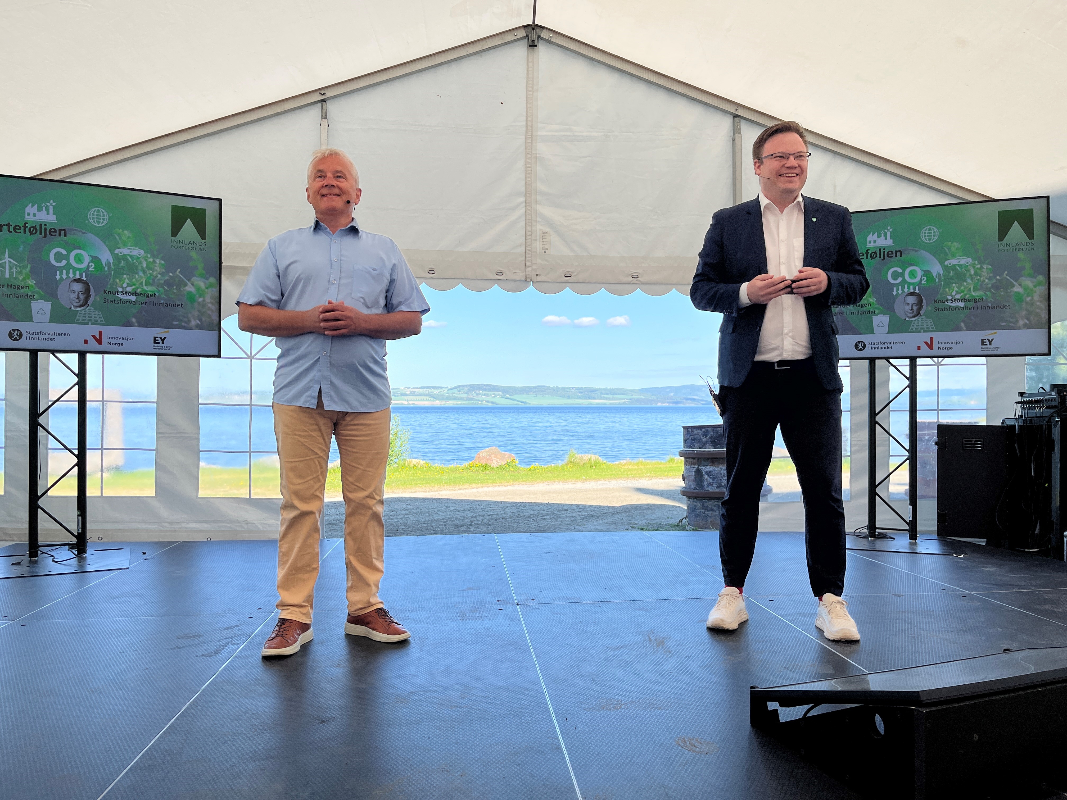 Statsforvalter Knut Storberget og fylkesordfører Even Aleksander Hagen åpnet lanseringen av Innlandsporteføljen.
