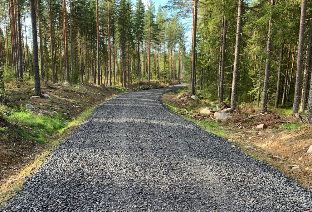Clementsagvegen i Elverum er ombygd til vegklasse 3. Totalt ombygd 1300 meter. Det ble bevilget 30 % tilskudd til denne vegen som hadde en ombyggingskostnad på ca. 250 kroner per meter. Foto: Dagfinn Haget, Fylkesmannen i Innlandet.